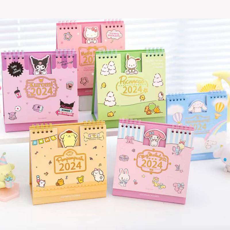 Lịch Để Bàn 2024 sanrio Hoạt Hình anime Hai Ngày Sắp Xếp Kế Hoạch Lịch Để Bàn purin mymelody