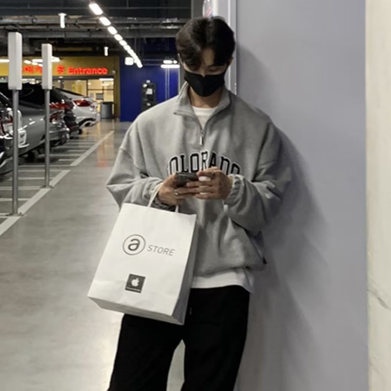 Magee Áo sweater Hàn Quốc Dáng Rộng Có Khóa Kéo Thêu Chữ Cao Cấp Đơn Giản Cho Nam