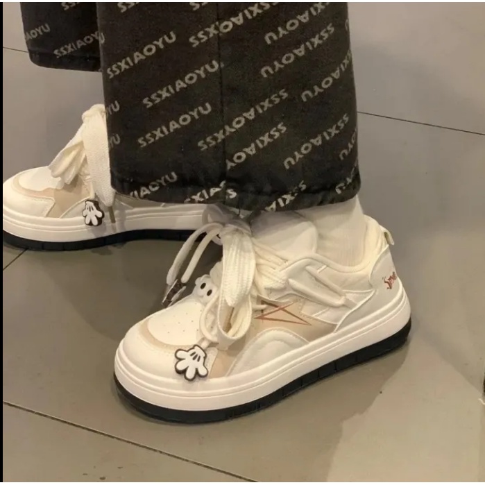 Trắng dày đế giày giải trí thời trang sinh viên Breathable Sneaker giày học sinh giày học