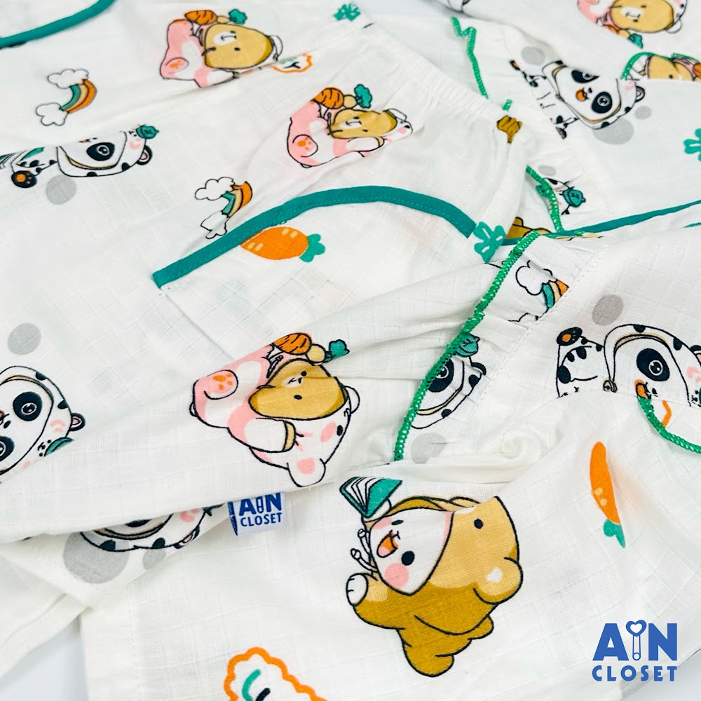 Bộ quần áo Dài bé gái họa tiết Gấu Panda xô sợi tre - AICDBGBLSOHS - AIN Closet