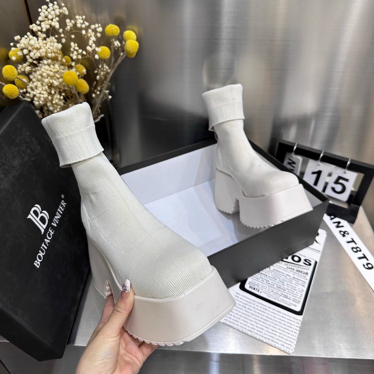 Giày Bốt Cao Gót Mũi Vuông Chống Thấm Nước Thời Trang