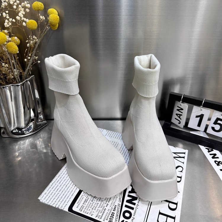 Giày Bốt Cao Gót Mũi Vuông Chống Thấm Nước Thời Trang