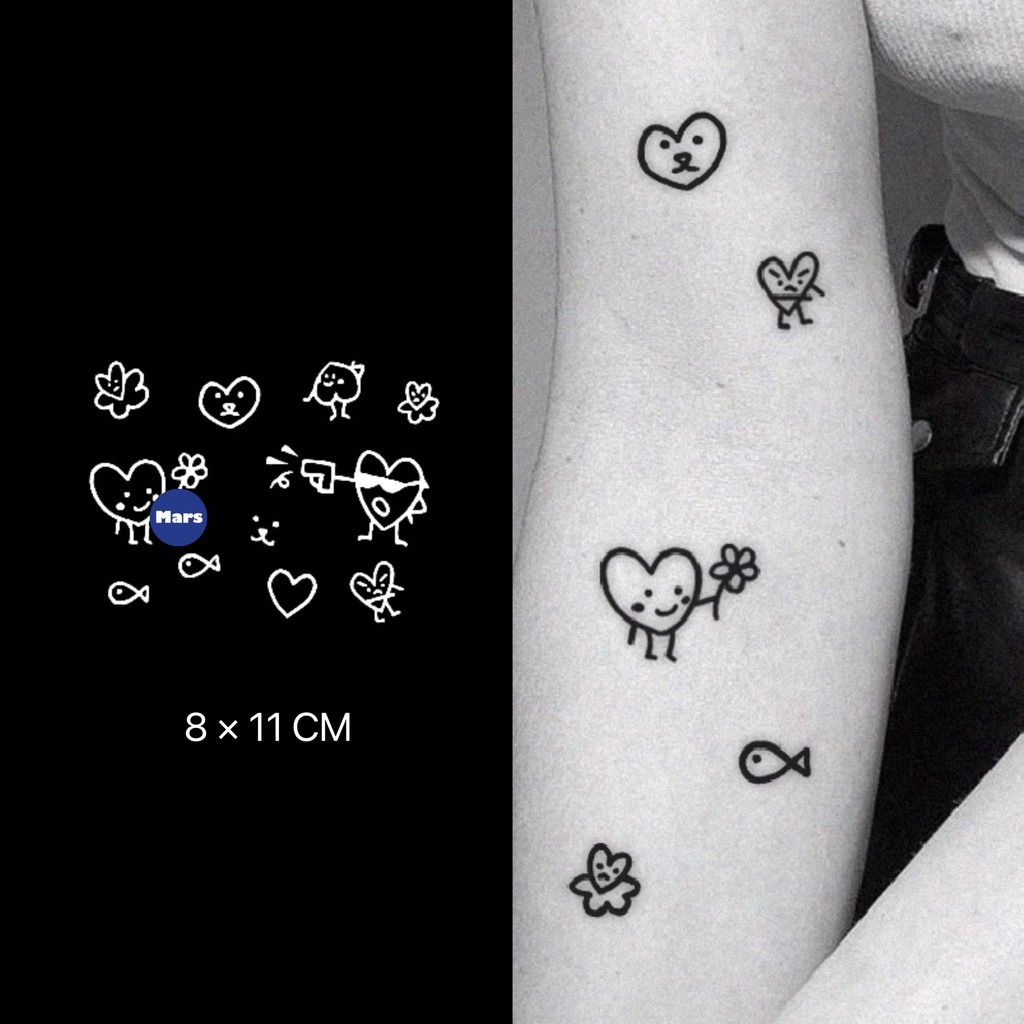 Hình Xăm Dán Trái Tim Dễ Thương Lâu Trôi 2 Tuần Bán Vĩnh Viễn  x051