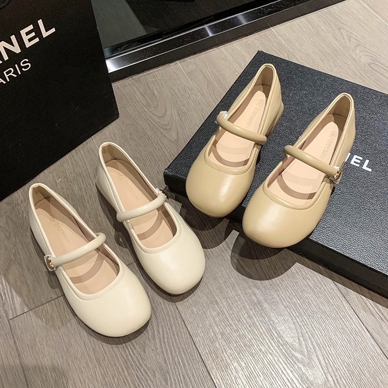 Giày Búp Bê Da Mũi Tròn Thời Trang Thanh Lịch Cho Nữ