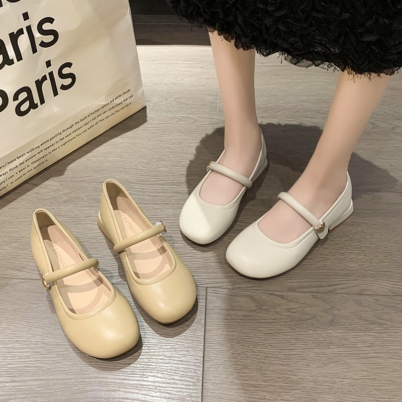 Giày Búp Bê Da Mũi Tròn Thời Trang Thanh Lịch Cho Nữ