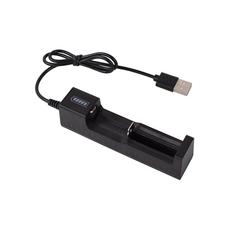 Bộ sạc đơn sẵn sàng cho pin 16340/14500/18650/26650 Bộ sạc pin thông minh LED màu đen 20g Đầu ra pin lithium 4.2V/500MA Bộ sạc pin lithium 1 khe