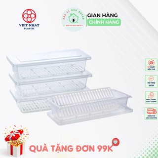 Set 10 Hộp nhựa đựng thực phẩm Việt Nhật 6586 trong suốt có khay ráo nước – Hộp nhực đựng thực phẩm đa năng, tiện ích