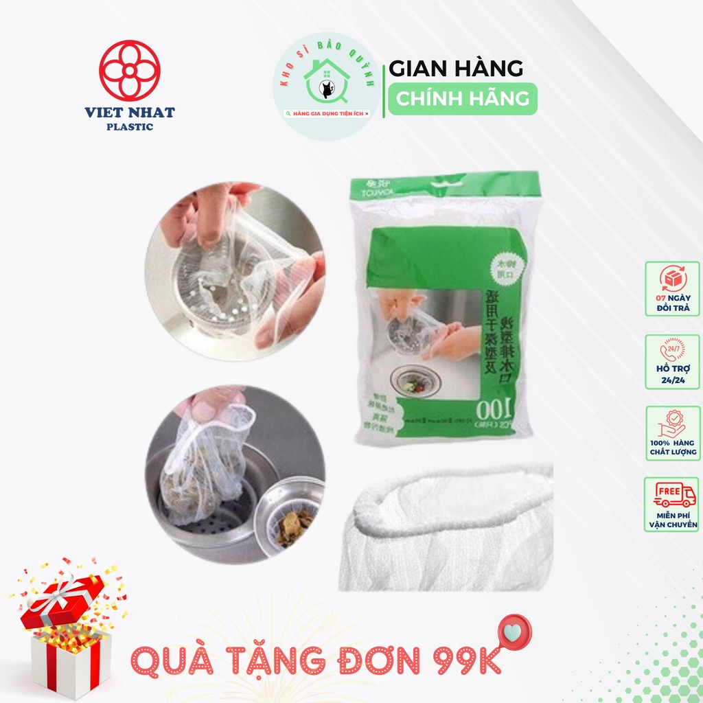 Combo 100 túi lọc rác bồn rửa chén, bát siêu tiện dụng, an toàn, vệ sinh, sạch sẽ -Hàng Chính Hãng