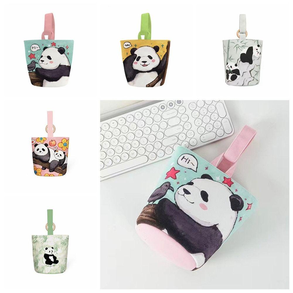 1 Túi Xách Vải canvas Hình Gấu Trúc / Cành Hoa Có Thể Tái Sử Dụng Cho Nữ / Bé Gái