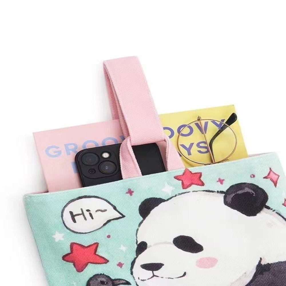 1 Túi Xách Vải canvas Hình Gấu Trúc / Cành Hoa Có Thể Tái Sử Dụng Cho Nữ / Bé Gái