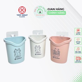 Cốc dán tường tiện ích 6370 có lỗ thoát nước - Cốc để bàn chải, kem đánh răng - Nhựa Việt Nhật chính hãng