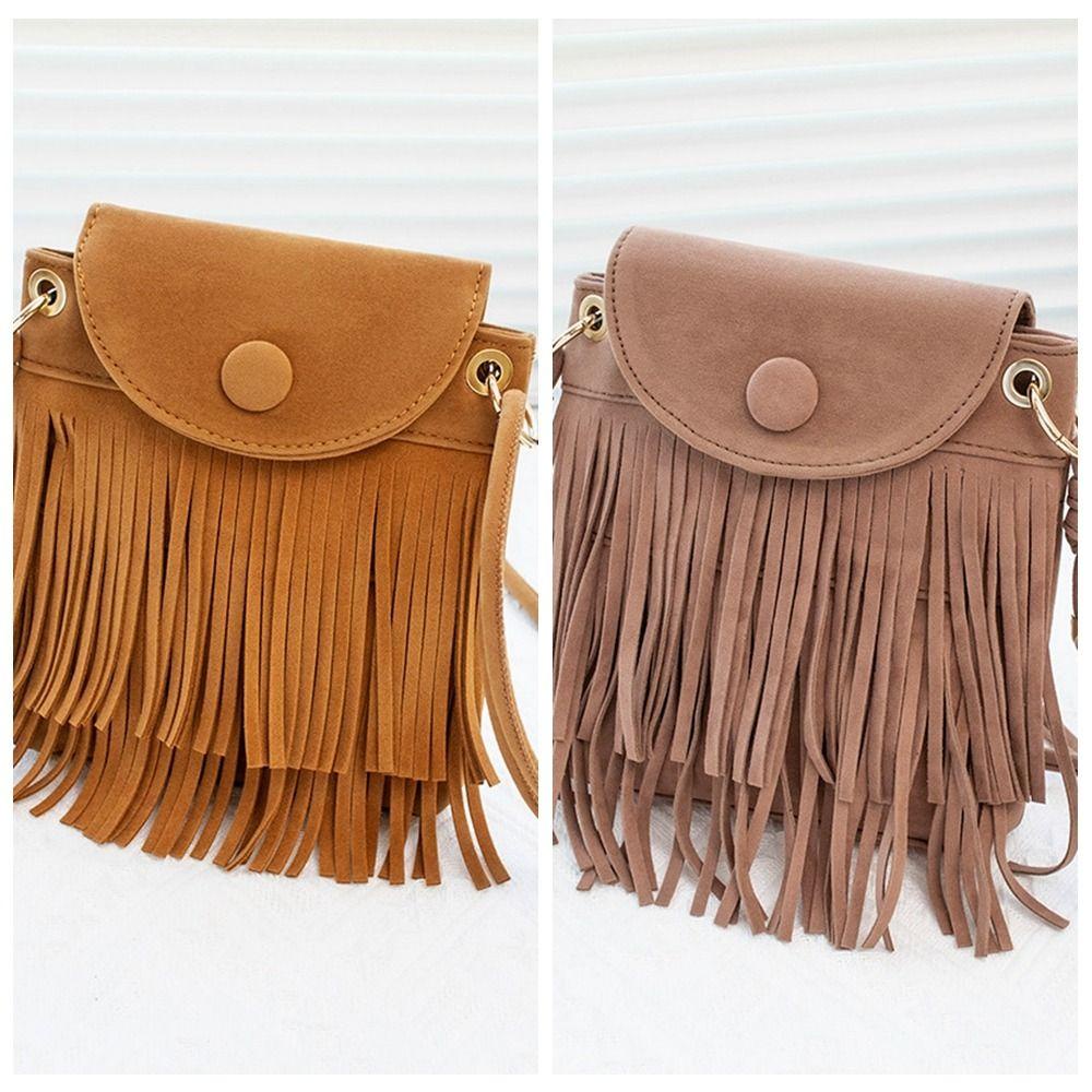 One Túi Xách Da pu Thiết Kế Tua Rua Phong Cách bohemian Thời Trang Cho Nữ