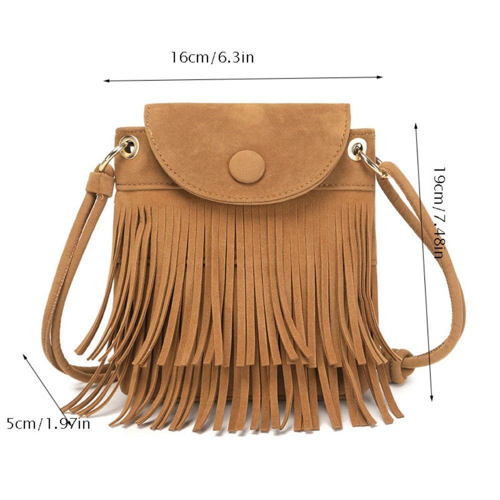 One Túi Xách Da pu Thiết Kế Tua Rua Phong Cách bohemian Thời Trang Cho Nữ