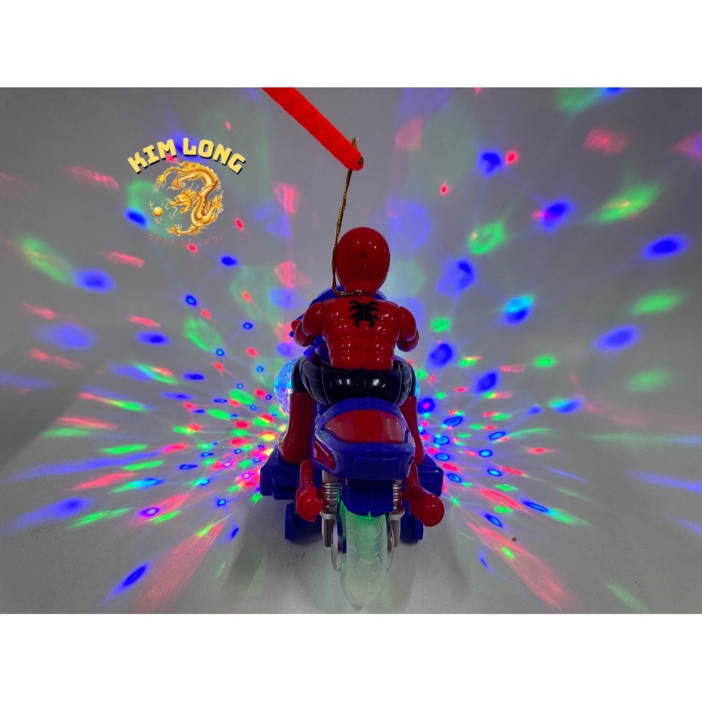 Đồ chơi lồng đèn siêu nhân nhện Spiderman lái xe mô tô bằng cho bé trai tặng kèm pin quà tặng trung thu cho bé