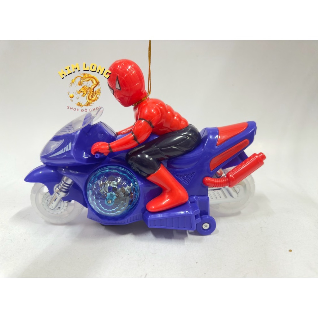 Đồ chơi lồng đèn siêu nhân nhện Spiderman lái xe mô tô bằng cho bé trai tặng kèm pin quà tặng trung thu cho bé