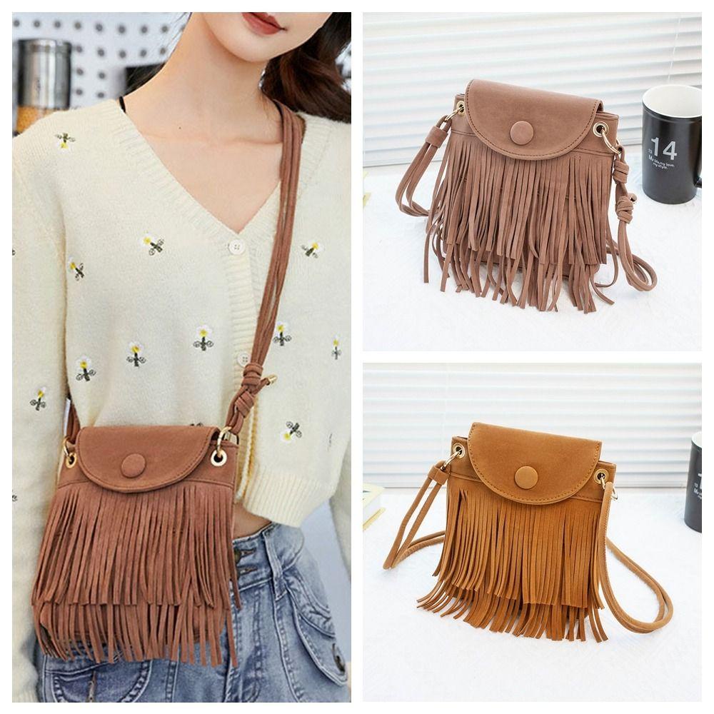 One Túi Xách Da pu Thiết Kế Tua Rua Phong Cách bohemian Thời Trang Cho Nữ