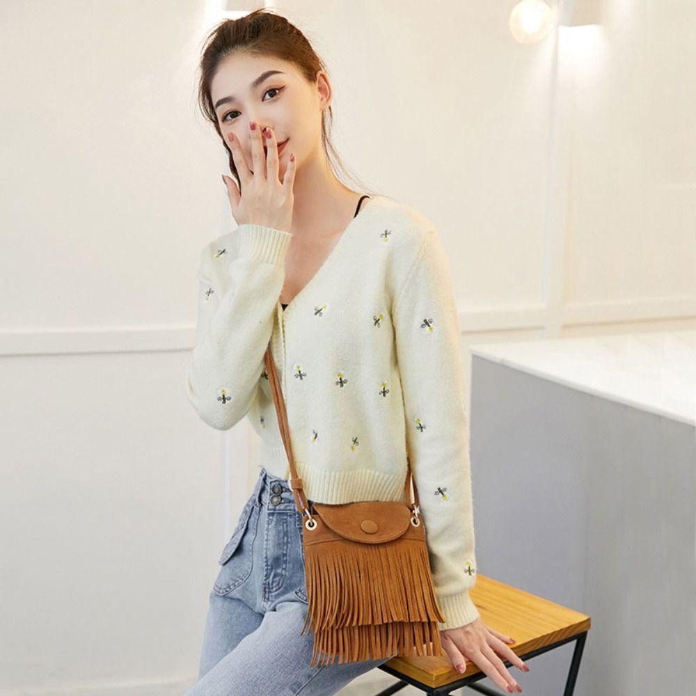 One Túi Xách Da pu Thiết Kế Tua Rua Phong Cách bohemian Thời Trang Cho Nữ