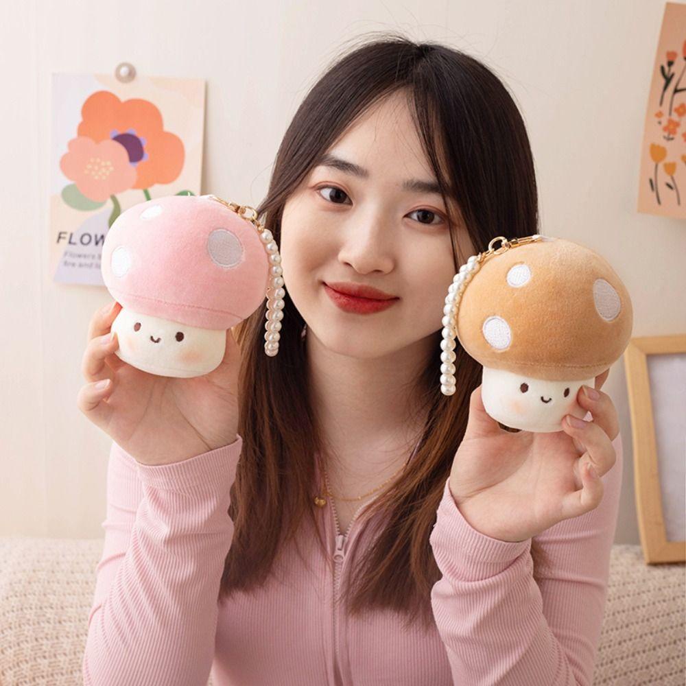 Mmluck Mush Bông Móc Khóa pp cotton Hình Nấm Hoạt Hình Tinh Tế Kèm Móc Khóa