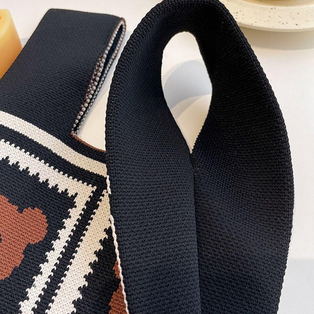 Fuzou Túi Xách Dệt Kim Hình Gấu Thắt Nút Đơn Giản Dùng Đi Mua Sắm Du Lịch