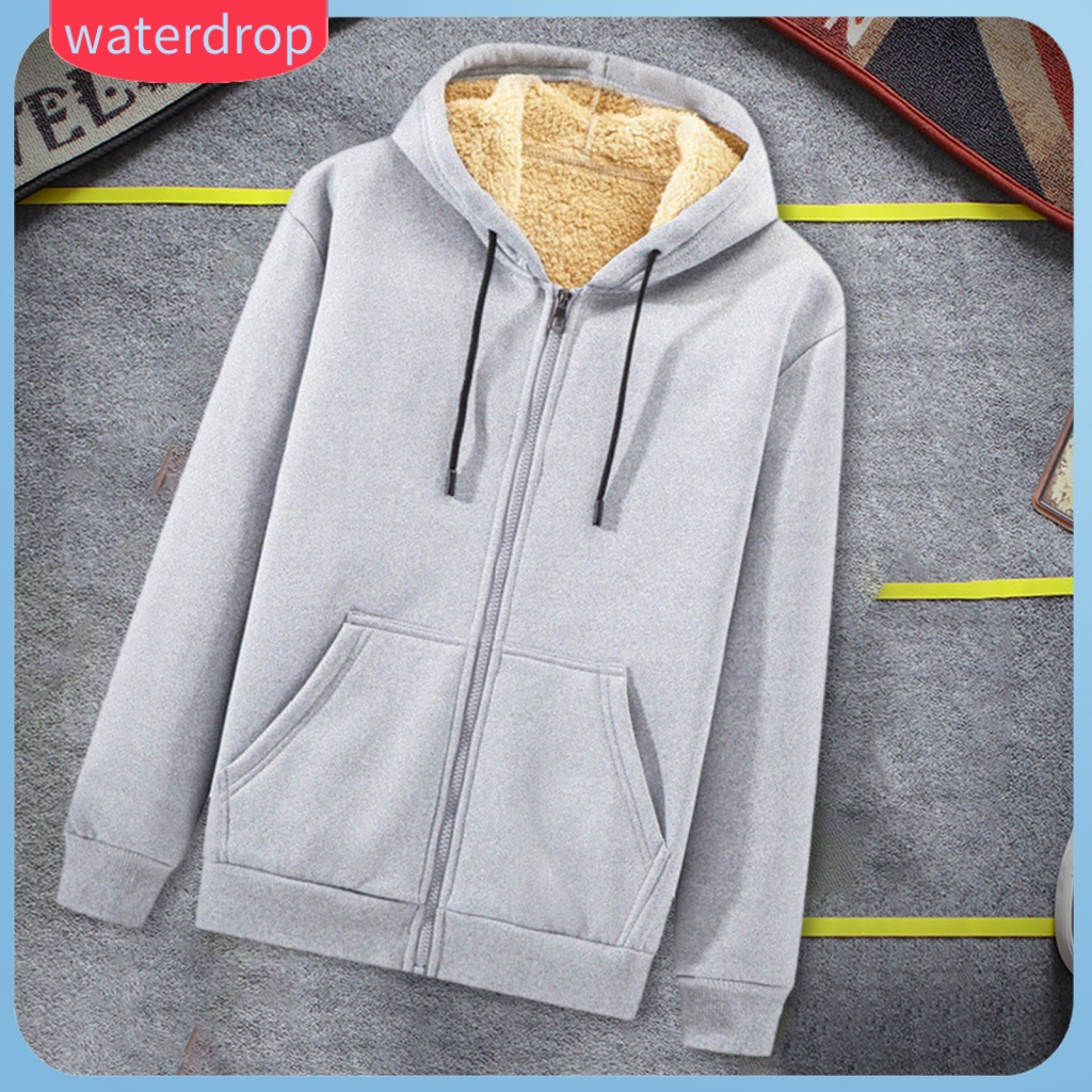 Áo Khoác cardigan Có Mũ Trùm Dày Dặn Ấm Áp Mùa Đông Có Túi Dây Rút plus size Có Sẵn Cho Nam