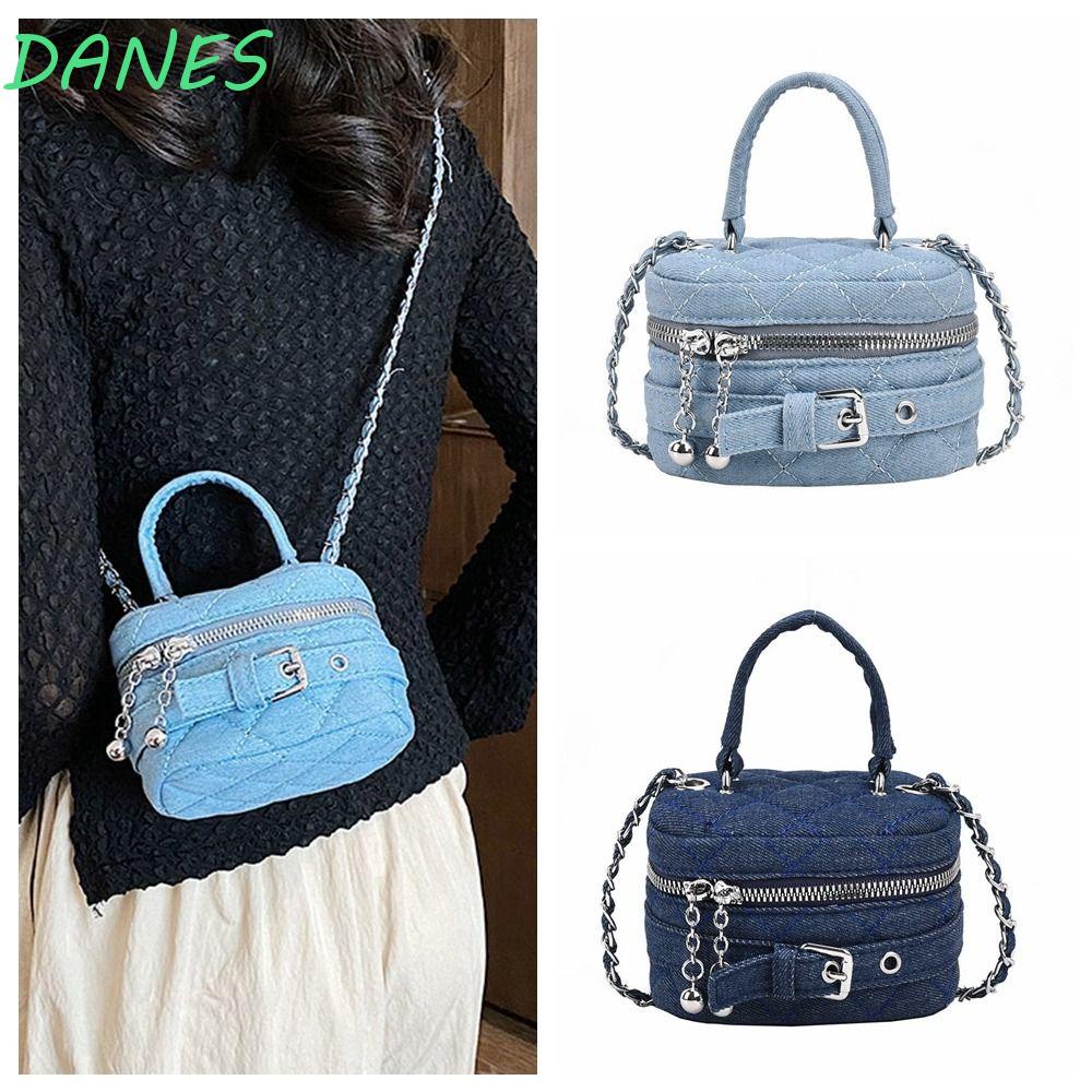 Dans Túi Xách denim Phối Dây Xích Đeo Vai Nhỏ Nhắn Xinh Xắn Dành Cho Nữ