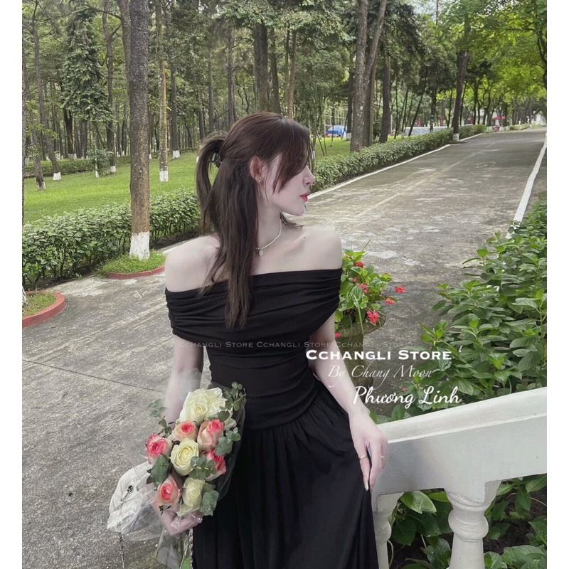 Váy trễ vai cotton