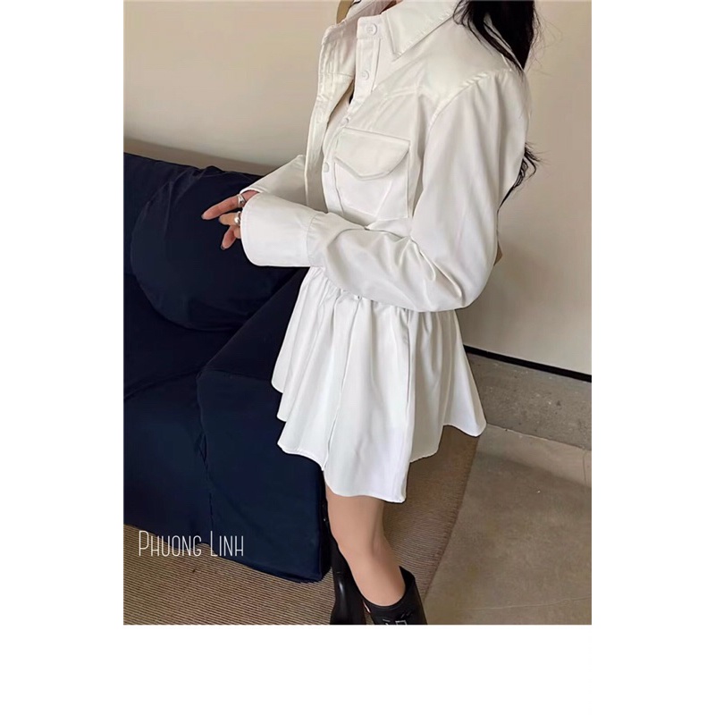 Set áo sơ mi chân váy kèm áo quây