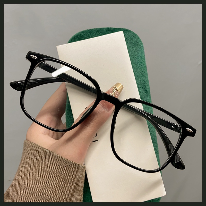 【-0°~-400°Mắt Kính Gọng Vuông Lớn Siêu Nhẹ Màu Đen Thời Trang Cho Nam Và Nữ