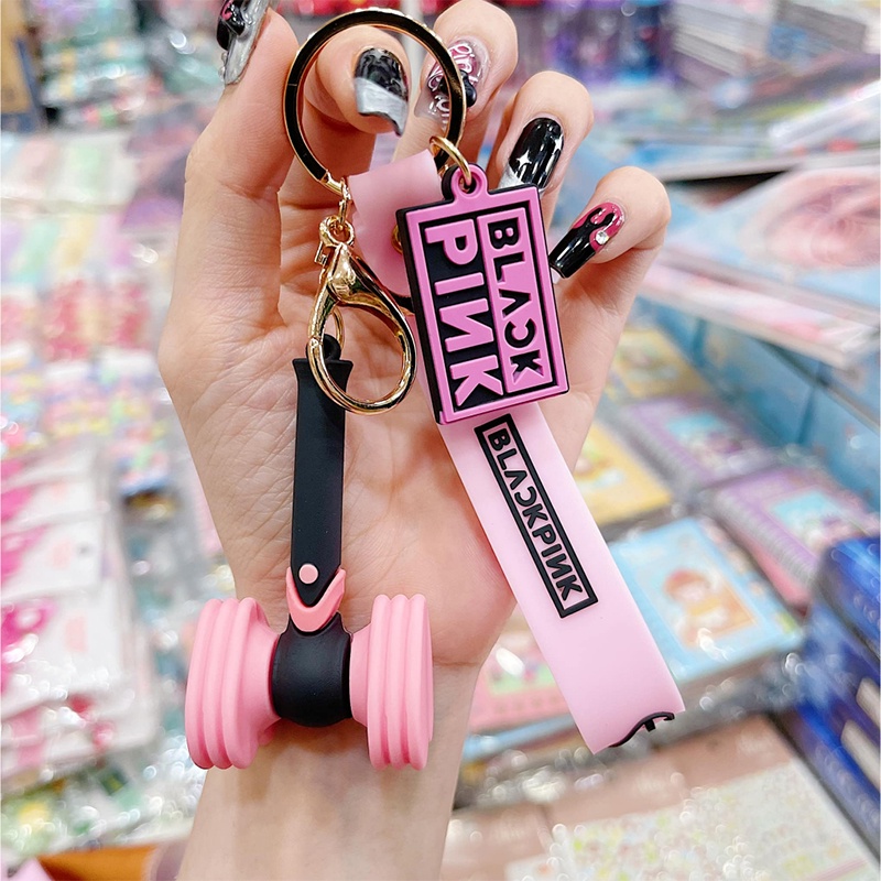 Blackpink Móc Chìa Khóa Hình Cây Búa Màu Hồng Xinh Xắn