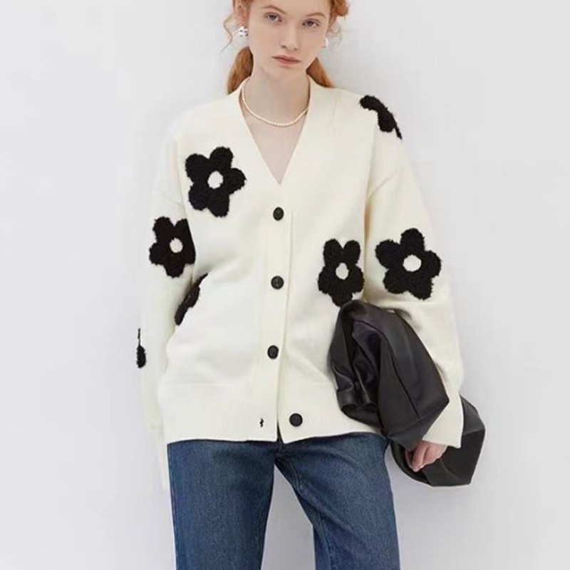 Xiang Nan Áo Khoác cardigan Len Dệt Kim Mỏng Ba Chiều Cổ Chữ v Mùa Xuân Mới Cho Nữ