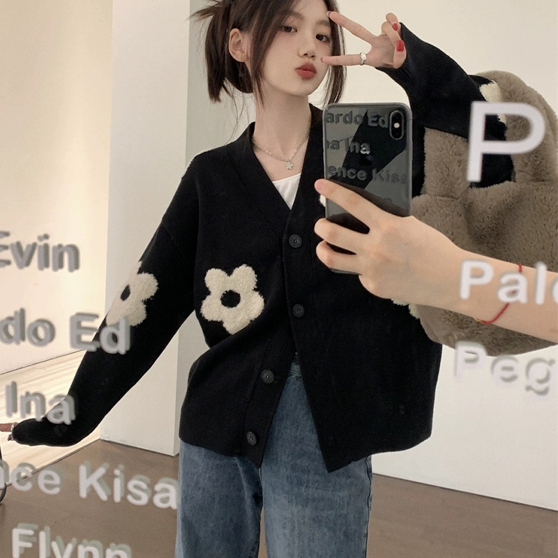 Xiang Nan Áo Khoác cardigan Len Dệt Kim Mỏng Ba Chiều Cổ Chữ v Mùa Xuân Mới Cho Nữ