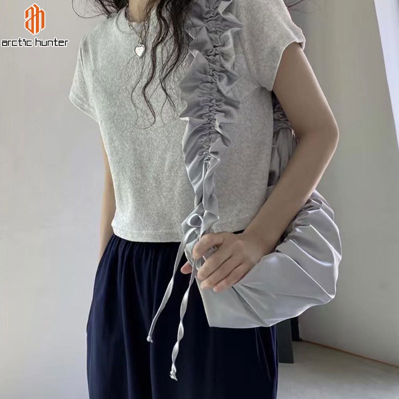 Arctic Hunter Thời Trang Túi đeo dưới cánh tay Dây Rút Cỡ Lớn Bằng satin Phong Cách Hàn Quốc Dễ Phối Đồ
