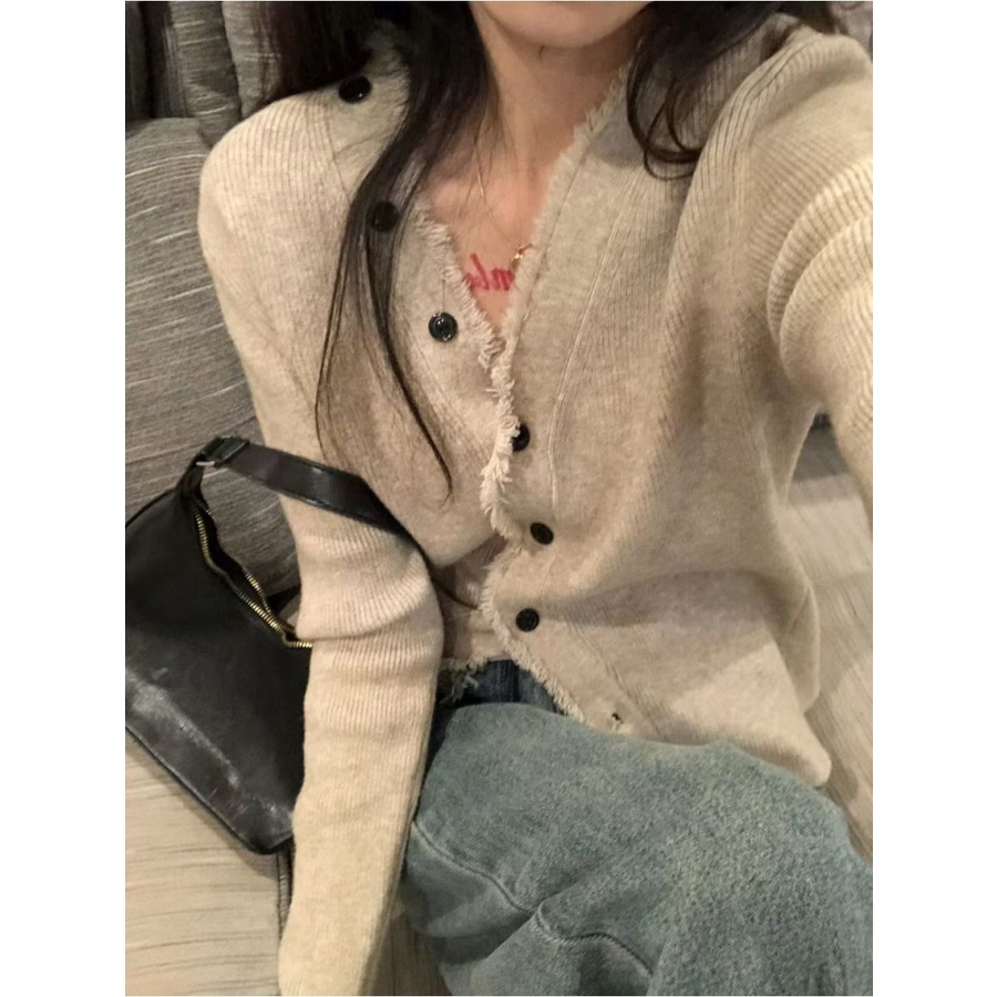 KIKONEY SHOP Áo Len áo khoác cardigan áo cardigan Thời trang hàn quốc A91KEJR 35Z230901