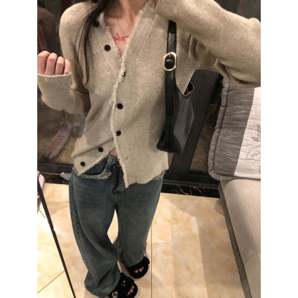 KIKONEY SHOP Áo Len áo khoác cardigan áo cardigan Thời trang hàn quốc A91KEJR 35Z230901