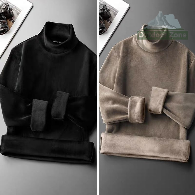 Áo Thun Tay Dài Cổ Cao Hai Mặt Lót Nhung Dày Giữ Nhiệt Thời Trang Thu Đông Cho Nam