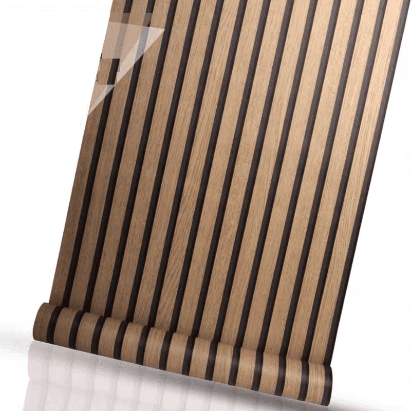 Decal giấy dán tường gỗ sọc đen khổ 45cm keo sẵn (1m dài)
