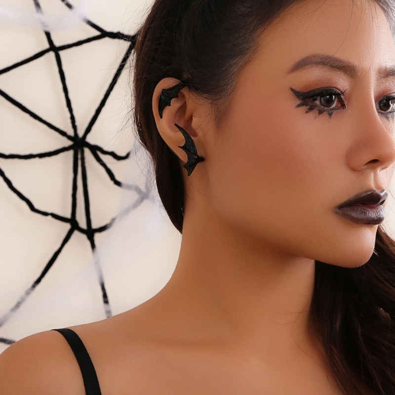 San * Khuyên Kẹp Vành Tai Cánh Dơi Bằng Kim Loại Không Xỏ Lỗ Phong Cách gothic punk Cho Nữ