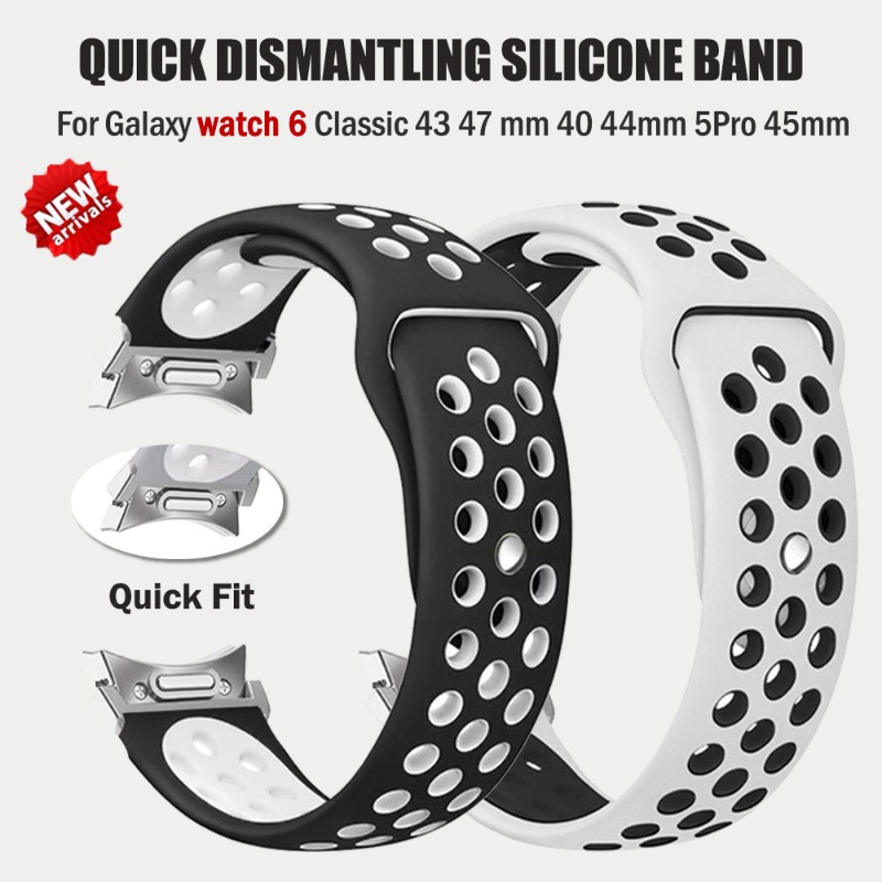 20mm Phát Hành Nhanh Silicon Thoáng Khí Dây Đeo Cho galaxy watch 6 / 4 / 5 40 44mm / 5 pro 45mm Vòng