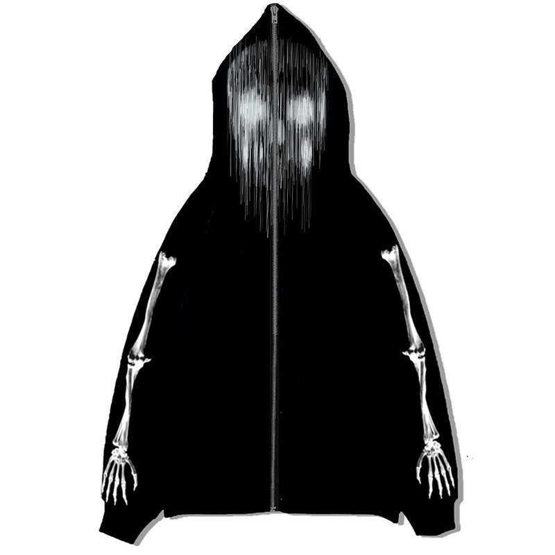 Áo hoodie Khóa Kéo In Hình Đầu Lâu y2k Thời Trang Cho Nam