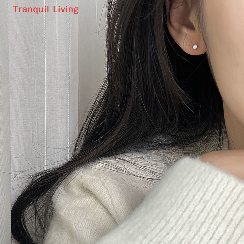 1 Đôi Khuyên Tai 3 / 4 / 5mm Bằng Thép Không Gỉ Đính Đá zircon Dành Cho Nữ