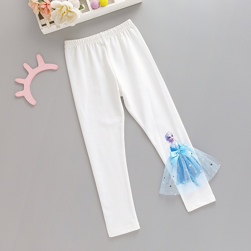 Quần cotton Dài In Hình Công Chúa elsa Dễ Thương Thời Trang Mùa Thu 2023 Cho Bé Gái 2-8 Tuổi