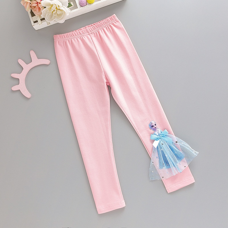 Quần cotton Dài In Hình Công Chúa elsa Dễ Thương Thời Trang Mùa Thu 2023 Cho Bé Gái 2-8 Tuổi