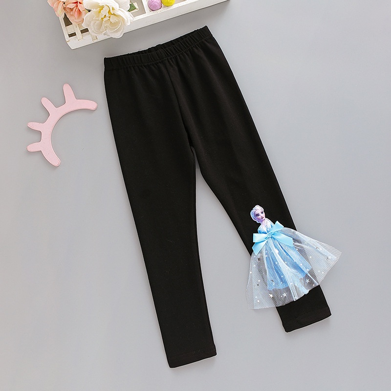 Quần cotton Dài In Hình Công Chúa elsa Dễ Thương Thời Trang Mùa Thu 2023 Cho Bé Gái 2-8 Tuổi