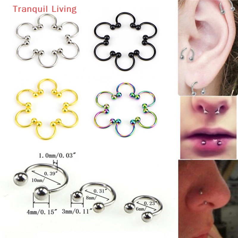 Set 10 Khuyên Mũi / Môi / Tai / Mũi Bằng Thép Không Gỉ