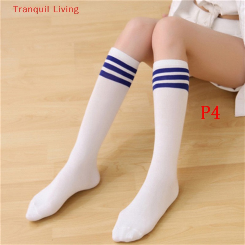 Vớ cotton Cao 3 Sọc Màu Trơn Dành Cho Nữ