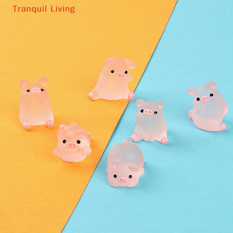 Set 6 Mô Hình Chú Heo mini Bằng Nhựa Dạ Quang Dễ Thương Trang Trí Sân Vườn / Nhà Cửa