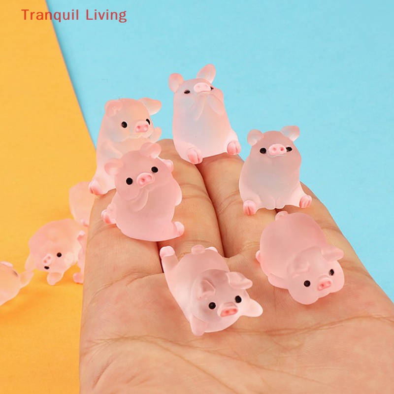 Set 6 Mô Hình Chú Heo mini Bằng Nhựa Dạ Quang Dễ Thương Trang Trí Sân Vườn / Nhà Cửa