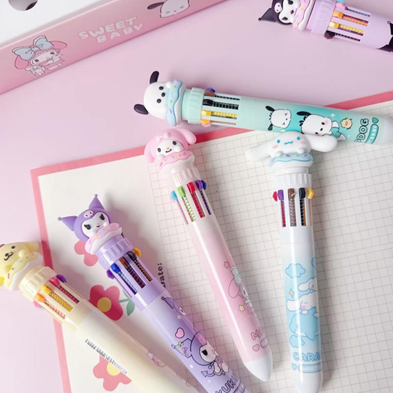 Sanrio Bút Bi Hai Màu Đa Năng Họa Tiết Hoạt Hình kuromi my melody cinnamoroll