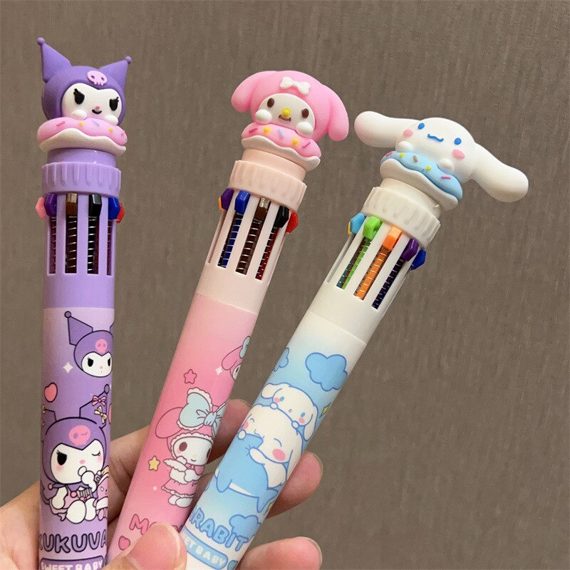 Sanrio Bút Bi Hai Màu Đa Năng Họa Tiết Hoạt Hình kuromi my melody cinnamoroll