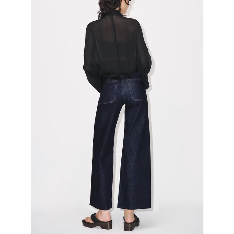 Zara Quần Jean Dài Lưng Cao Ống Suông Thời Trang Mùa Thu Cá Tính 9632250